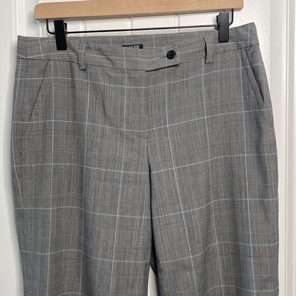 J. Crew Factory Plaid Trouser Pants Grey Baby Blue and black Favorite Fit - Picture 2 of 12